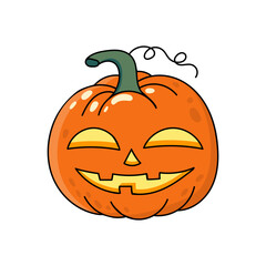 Halloween pumpkin. Hand-drawn Doodle Pumpkin Lantern symbol of the Happy Halloween holiday