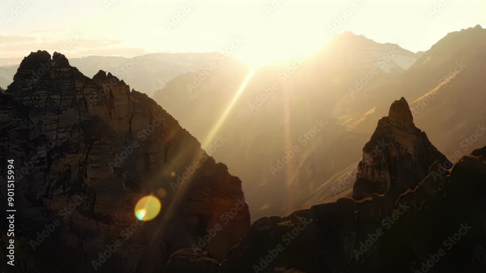 Poster These rugged mountains seem to reach towards the sky eager to soak in the first rays of sunlight.