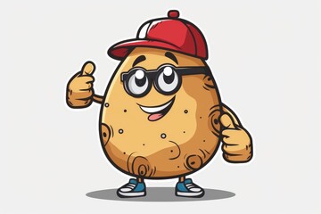 vector of potato wear spectacles and give thumbs up