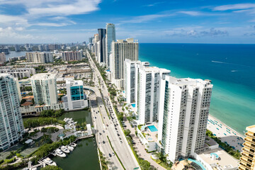Sunny Isles Beach, Florida - Rows of waterfront condos forming the Sunny Isles skyline.