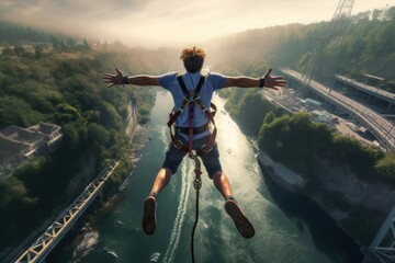 Adventure outdoors bridge bungee.