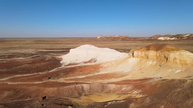 Flying over surreal rock formations of Kanku-Breakaways Conservation Park, South Australia