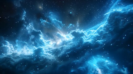 Fototapeta premium Stunning Cosmic Scene with Ethereal Blue Nebula and Stars