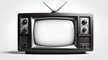 Old retro television on white background. Generative AI