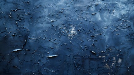 Textured Deep Blue Surface with Peeling Paint and Intricate Patterns
