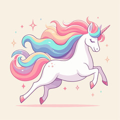 Cartoon illustration of beautiful unicorn. fantasy animal