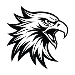 Aggressive Eagle minimalist logo black vector