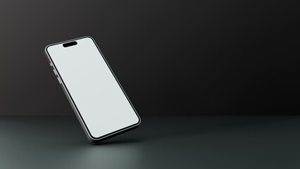 Smartphones mockup on a black background. Realistic smartphone blank screen, phone mockup. Template for infographics or presentation UI, UX design interface. Cellphone frame with blank display.