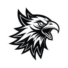 Aggressive Eagle minimalist logo black vector