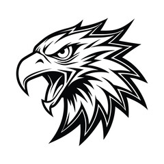Aggressive Eagle minimalist logo black vector