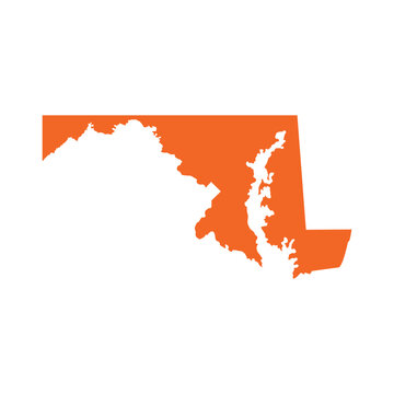 Maryland State Black Silhouette Map Vector	
