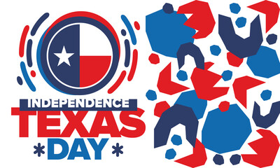 Obraz premium Texas Independence Day. Texas flag. Lone star flag. Freedom holiday in Unites States, celebrated annual in March. Patriotic vector poster. Creative illustration