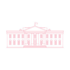 White house vector illustration salmon pink outline