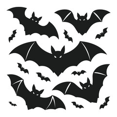 A set of Halloween bat silhouette vector