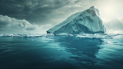 Iceberg - Hidden Danger and Global Warming Concept: Depicts an iceberg as a symbol of hidden danger and global warming.