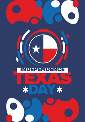 Obraz premium Texas Independence Day. Texas flag. Lone star flag. Freedom holiday in Unites States, celebrated annual in March. Patriotic vector poster. Creative illustration