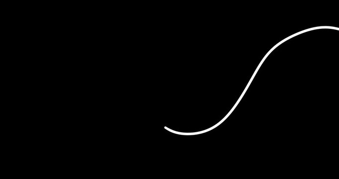 Hand Draw Curved Line Scribble Animation. White on a transparent background. 4K. Alpha channel. Marker. 