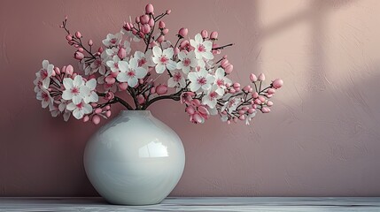 Colorful flower vase, Colorful summer wildflowers, Delicate floral arrangement in a modern vase with space for text.