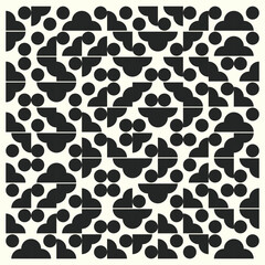 Bauhaus geometric pattern background, vector abstract circle, triangle and square lines art. Yellow, blue, red and green color, trendy Bauhaus pattern backgrounds set