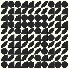 Bauhaus geometric pattern background, vector abstract circle, triangle and square lines art. Yellow, blue, red and green color, trendy Bauhaus pattern backgrounds set
