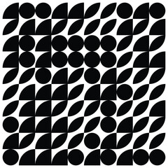 Bauhaus geometric pattern background, vector abstract circle, triangle and square lines art. Yellow, blue, red and green color, trendy Bauhaus pattern backgrounds set