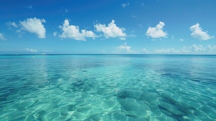 A serene blue water background, capturing the calm and tranquil essence of clear, still waters.