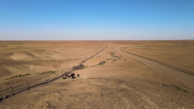 Flying over dingo fence used to keep out dingoes in South Australia
