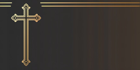 Elegant Funeral Invitation Template with Golden Cross on Dark Background
