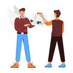 A flat character illustration of financial partners 

