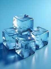 ice cubes isolated on blueish background