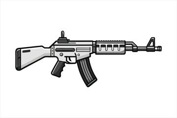 Assault Rifle lineal color mode art vector