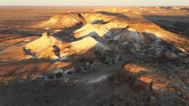 Flying over incredible landscape of the Kanku-Breakaways Conservation Park, South Australia