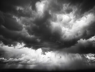 Obraz premium Beautiful cloudy sky in a black and white photograph