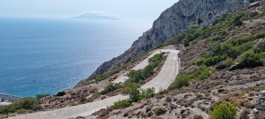 stone road to ancient thera in santorini