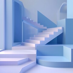 Fototapeta premium background featuring blue and white stairs in a 3D render