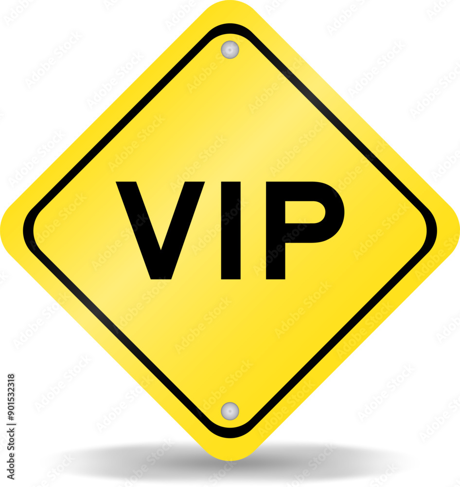 Canvas Prints Yellow color transportation sign with word VIP (abbreviation of very important person)  on white background