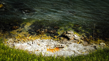 View from cliff on water of Black Sea.