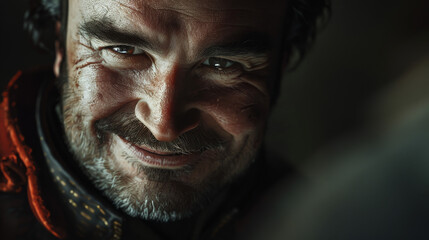 Obraz premium Happy Slavic Man with Dark Hair Smiling