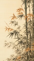 Illustration of bamboo plant architecture calligraphy.