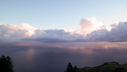 Sunset over coast in Sao Miguel. Azores.