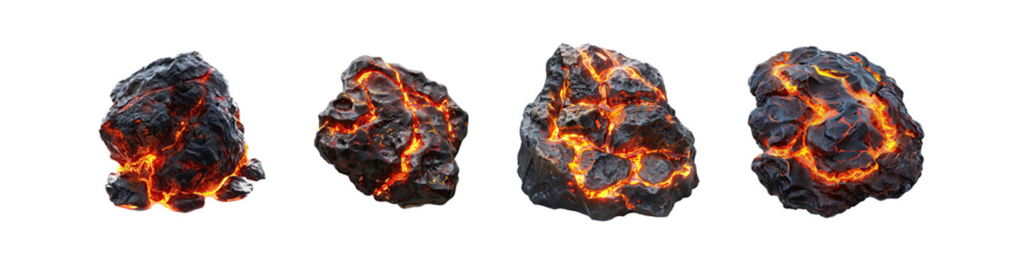 Molten hot lava, lava stone, hyper realistic highly detailed isolated on transparent background