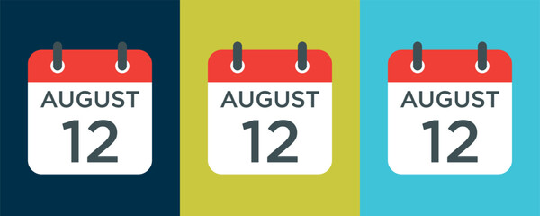 calendar - August 12 icon illustration isolated vector sign symbol