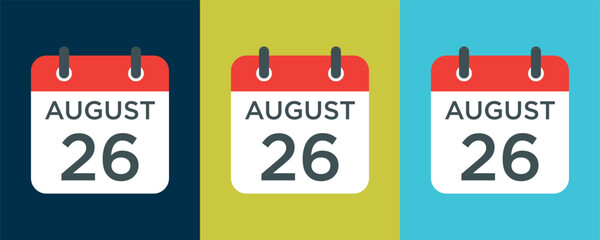 calendar - August 26 icon illustration isolated vector sign symbol