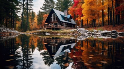 Fototapeta premium a house in the woods