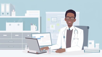 Health Information Management Staff. Roles: Manage patients' medical records in a flat style.