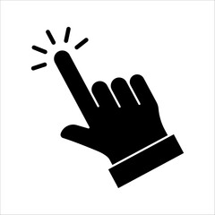 Hand cursor icon, click icon vector, hand click, pointer, on a white background.