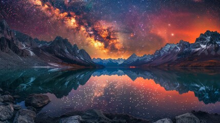 Obraz premium Night Sky Wonders, Astounding shots of the Milky Way, northern lights, and other celestial phenomena that connect us to the vastness of the universe