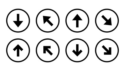 Up and down direction arrow icon set on circle line