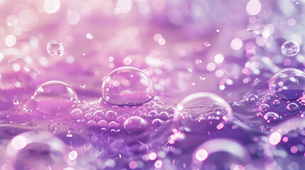 Purple round water droplets, glitter bubbles.