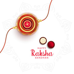 Happy Raksha Bandhan Indian hindu festival greeting card with traditional rakhi design vector illustration